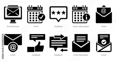 A set of 10 mix icons as email receive, event, feedback