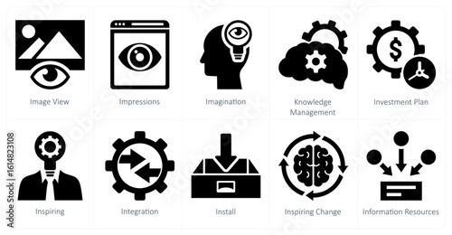 A set of 10 mix icons as image view, impressions, imagination