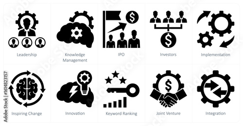 A set of 10 mix icons as leadership, knowledge management