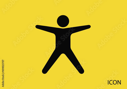 Vector illustration of a simple stick figure icon representing a person with arms outstretched and legs apart