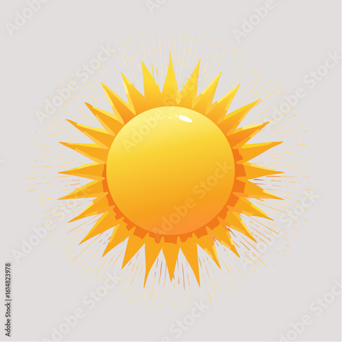 Jolie illustration d'un soleil qui brille, arrière plan clair uni