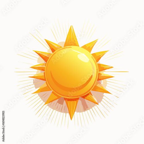 Jolie illustration d'un soleil qui brille, arrière plan clair uni