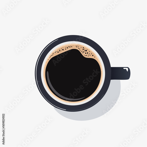 Jolie illustration d'une tasse de café ,vue du dessus