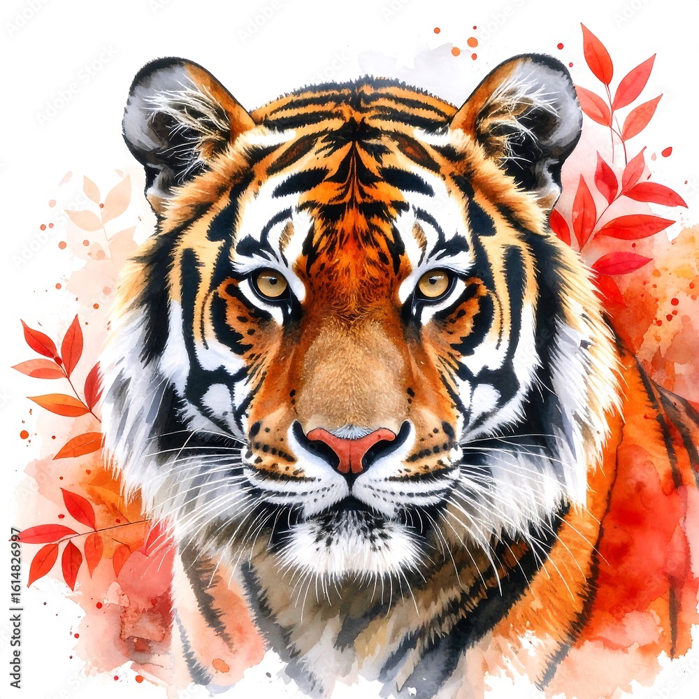 Fototapeta premium Watercolor tiger portrait
