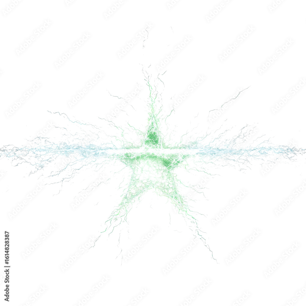 Fototapeta premium A glowing star shape with emanating light trails against a solid black color background image art