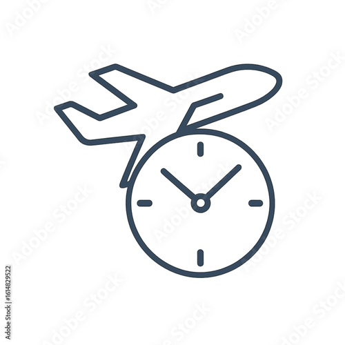 Airport service for traveling clock with plane icon transparent background