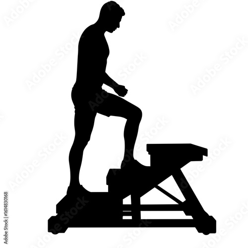 Silhouette of person stepping on stair stepper machine – Indoor cardio exercise, personal fitness routine