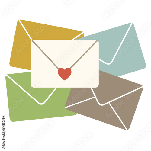 手紙、メール、お問い合わせ、連絡のアイコンイラスト