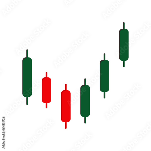 the trading graph goes down then up. graph up and down. bar charts of various shapes