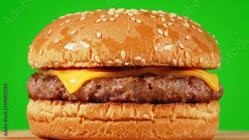 Wallpaper Mural Classic Cheeseburger on Green Background Torontodigital.ca