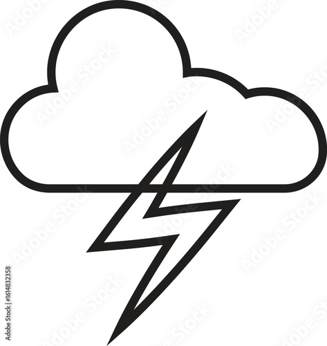 Cloud with thunderstorm icon, weather forecast symbol for lightning and storm alerts in UI apps and climate illustrations with transparent background