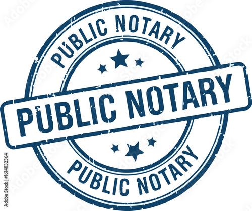 Blue Public Notary Grunge Stamp Vector Isolated Graphic