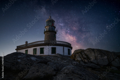 Milky Way at the Corrubedo Lighthouse. Galicia, Spain.