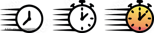 Four Gradient Yellow Orange Red Clock Icons Isolated on White Background Simple Minimalist Design