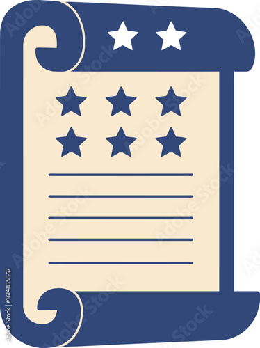 Scroll with stars and lines patriotic document