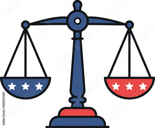 Justice scales with us flag design