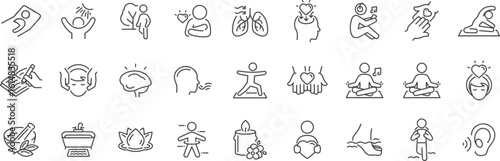 Self-Care & Personal Growth Icons – Therapy, Mental Health, Relax, Motivation, Support, Meditation, Confidence, Strength, Emotions, Inner Peace, Self-Love, Care, Positivity, Yoga, Life Coach, Focus, M