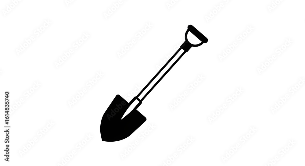 Black and white shovel illustration for gardening and construction Black and white shovel illustration for gardening and construction