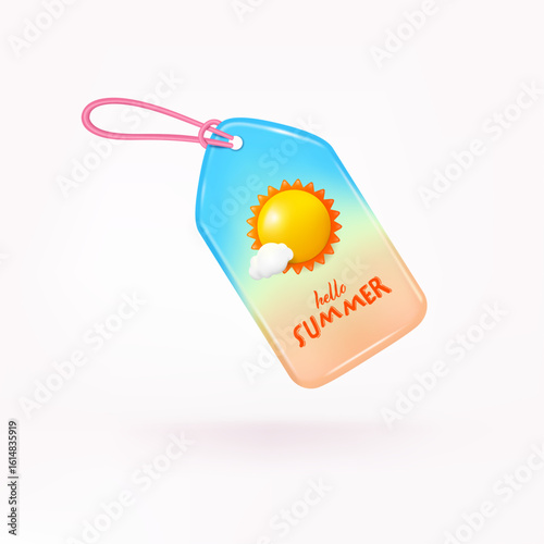 Online shopping tag label 3d render vector. Special tag online shopping banners for Summer sale.