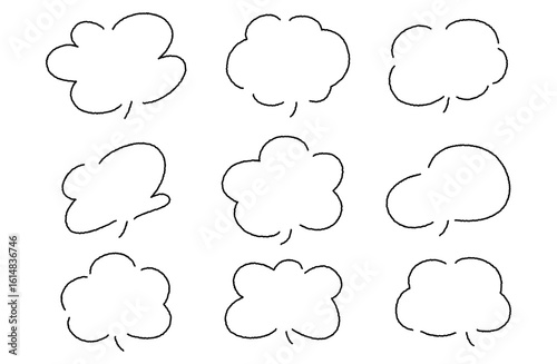 もこもこ吹き出しベクターイラストセット