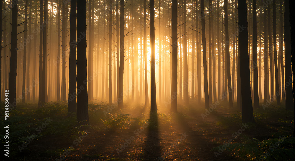 Fototapeta premium Enchanted Forest Sunbeams