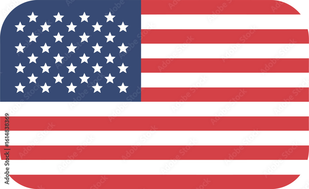 Naklejka premium Usa flag icon rounded corners vector illustration