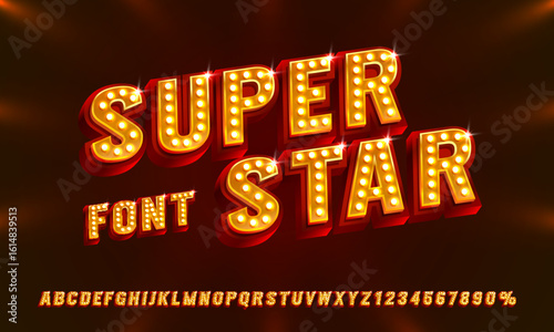 Super Star font set collection, letters and numbers symbol. Vector illustration