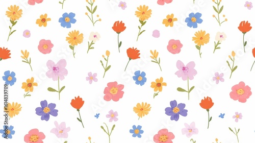 Wallpaper Mural Abstract seamless pattern with cute hand-drawn meadow flowers, soft colors and playful shapes create a stylish natural background. Torontodigital.ca