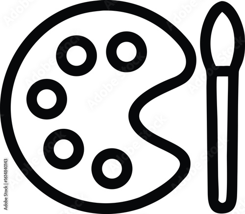 Artist Paint Palette and Brush Icon painting