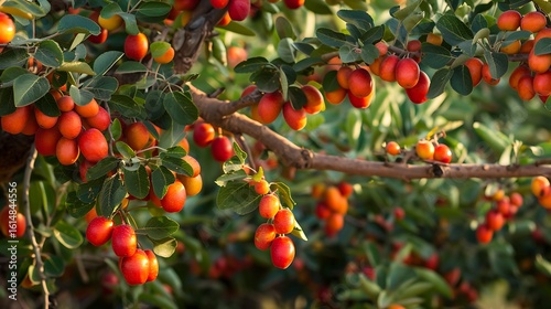 A jujube tree with ripe jujubes ready for harvest
