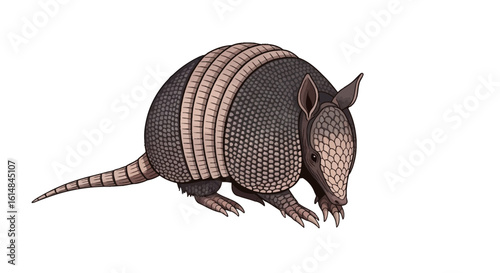 Detailed Armadillo Vector Illustration Isolated on White Background