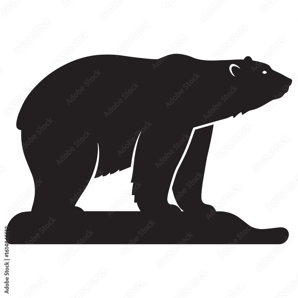 Fototapeta premium Silhouette illustration of a majestic polar bear standing against a white background