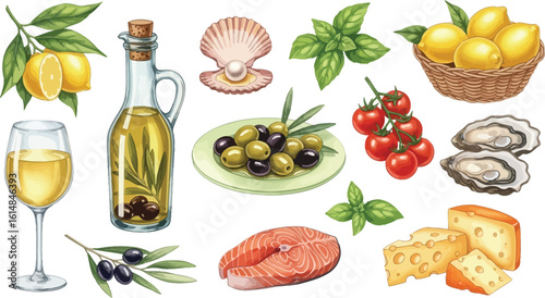Fresh Mediterranean ingredients for gourmet cooking and healthy lifestyle