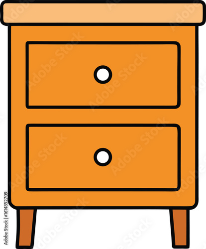 nightstand with drawer vector illustration on transparent background
