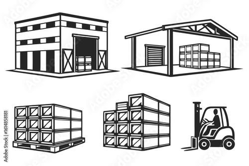 Warehouse and Logistics Icons Set.