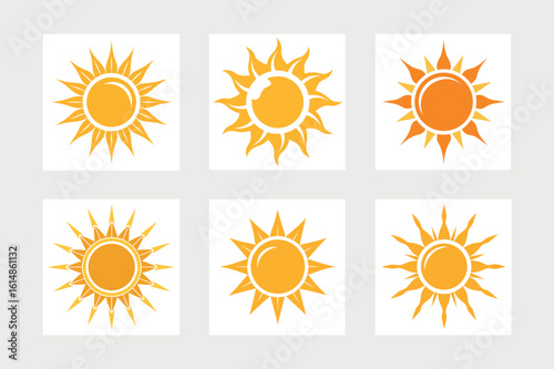  A set of sun icon vector art illustration.