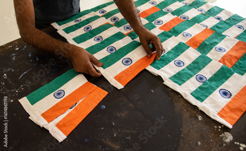 Obraz na plátně manufacturing Indian national flags or tricolour