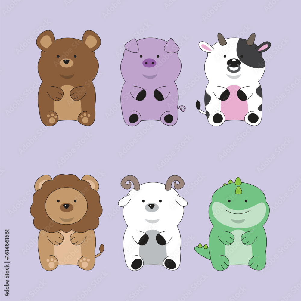 Fototapeta premium animals mascot logo design with modern concept illustration. animals design pack illustration.