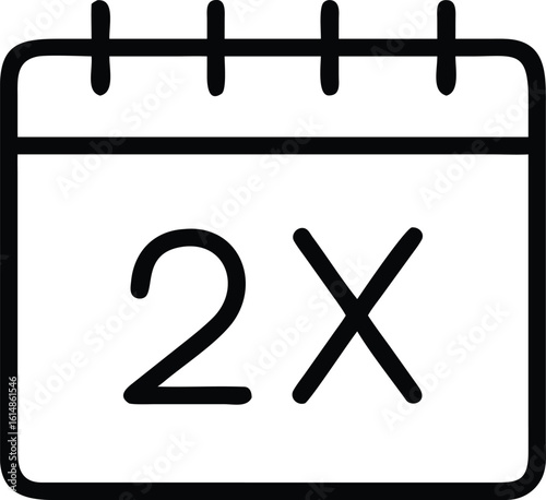 Calendar icon with 2X notation date schedule