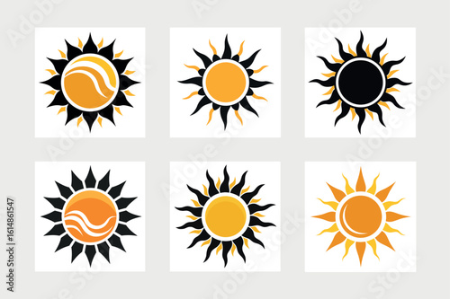  A set of sun icon vector art illustration.