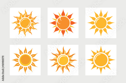  A set of sun icon vector art illustration.