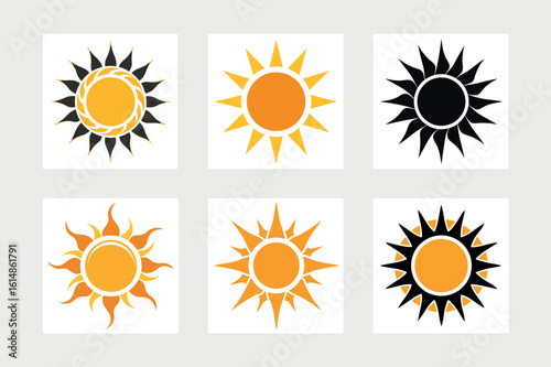 A set of sun icon vector art illustration.