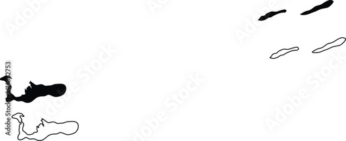 Cayman Islands map silhouette flat and outline design