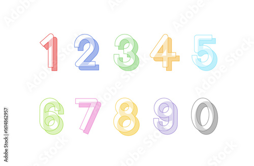 パステルカラーのシンプルな数字セット