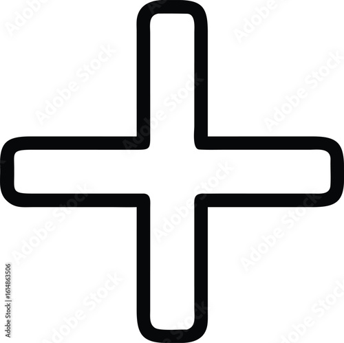 Simple plus sign icon with rounded corners symbol addition