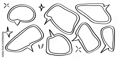 Wallpaper Mural Speech bubbles comic on doodle set. isolated on white background. vector illustration Torontodigital.ca