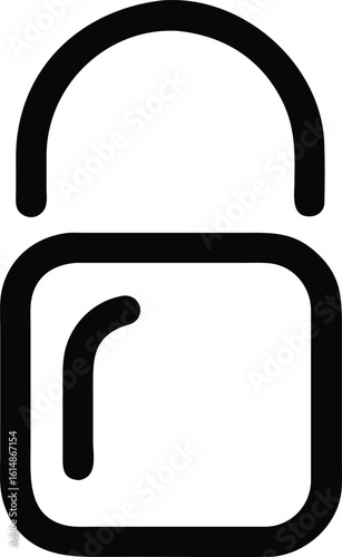 Padlock icon with open shackle on white background