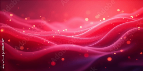 Red abstract background with flowing bubbles and soft light waves design