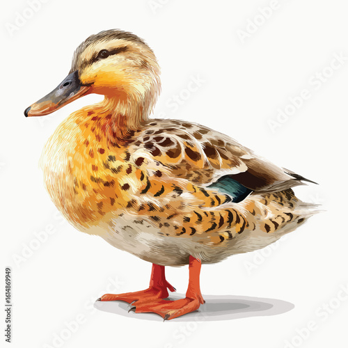 duck isolated in White Background, duck vector, Flat lay vector illustration