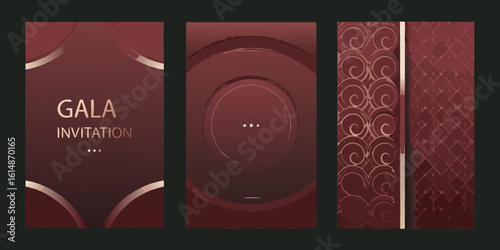 Elegant Burgundy and Gold Invitation Design Set for Formal Events